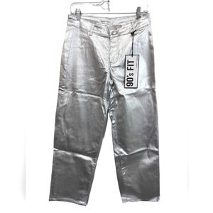 2515) ALMOST FAMOUS 90's Fit Silver Metallic Dad Jeans Size 3